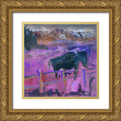 Buffalo II Gold Ornate Wood Framed Art Print with Double Matting by Grayscale