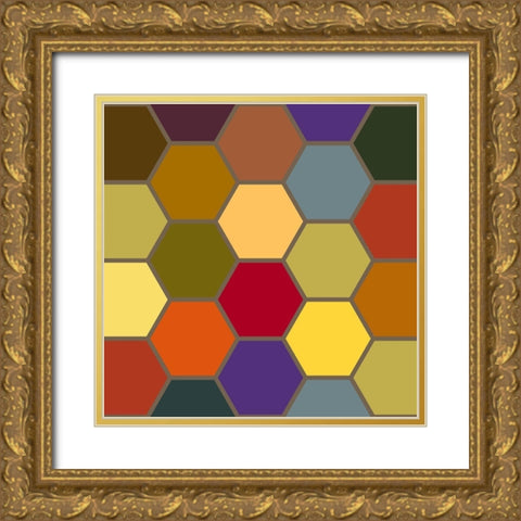 Bright Hive VIII Gold Ornate Wood Framed Art Print with Double Matting by Grayscale