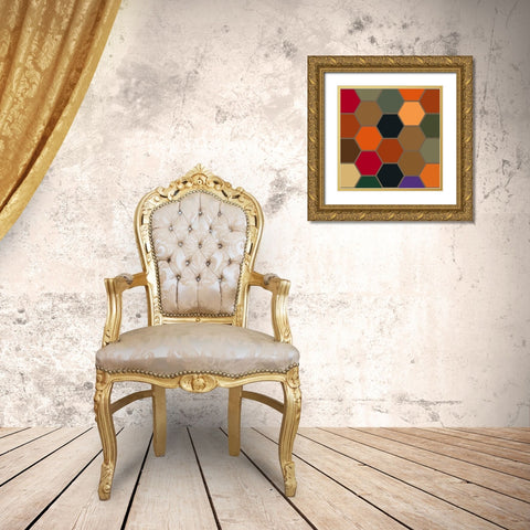 Bright Hive XVIII Gold Ornate Wood Framed Art Print with Double Matting by Grayscale