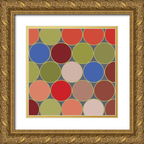 Bright Circles IX Gold Ornate Wood Framed Art Print with Double Matting by Grayscale