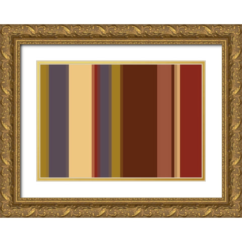 Warm Stripes IX Gold Ornate Wood Framed Art Print with Double Matting by Grayscale