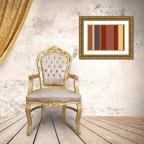Warm Stripes X Gold Ornate Wood Framed Art Print with Double Matting by Grayscale