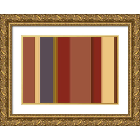 Warm Stripes X Gold Ornate Wood Framed Art Print with Double Matting by Grayscale
