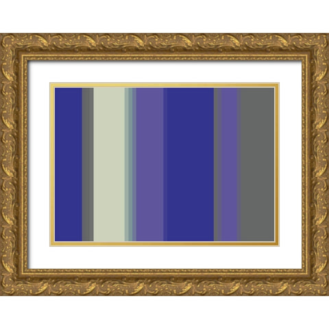 Cool Stripes V Gold Ornate Wood Framed Art Print with Double Matting by Grayscale