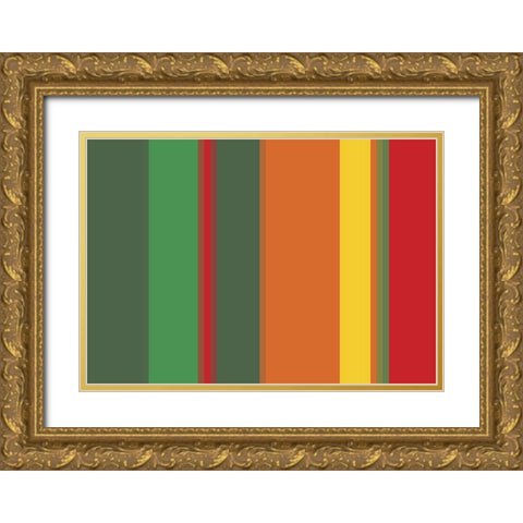 Bright Stripes XIII Gold Ornate Wood Framed Art Print with Double Matting by Grayscale