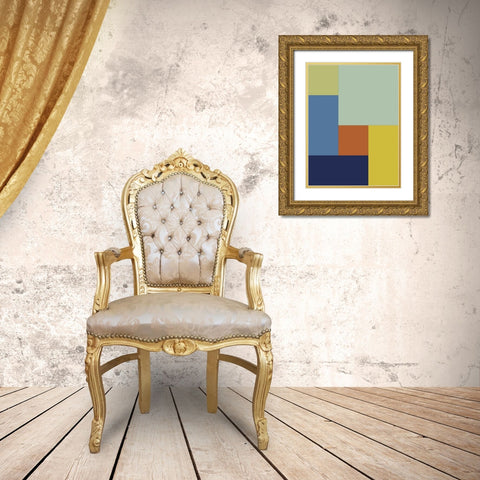 Bright Blocks I Gold Ornate Wood Framed Art Print with Double Matting by Grayscale