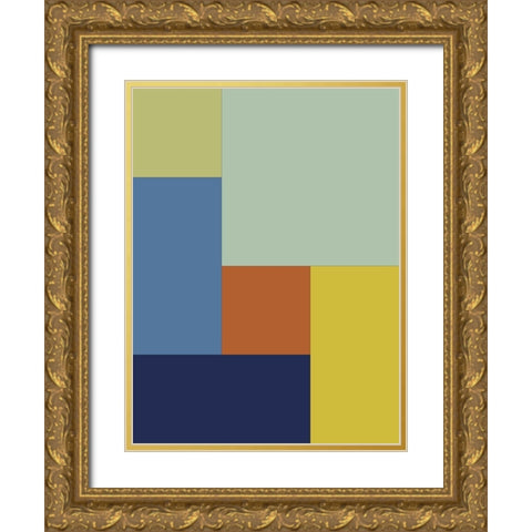 Bright Blocks I Gold Ornate Wood Framed Art Print with Double Matting by Grayscale