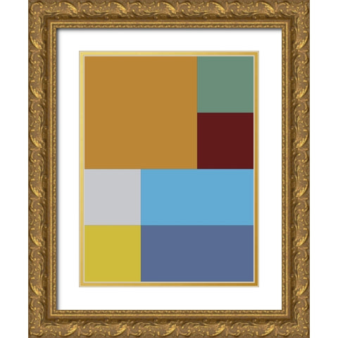 Bright Blocks III Gold Ornate Wood Framed Art Print with Double Matting by Grayscale