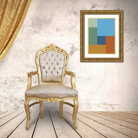Bright Blocks VI Gold Ornate Wood Framed Art Print with Double Matting by Grayscale