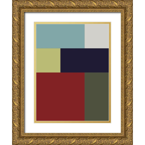 Bright Blocks VII Gold Ornate Wood Framed Art Print with Double Matting by Grayscale