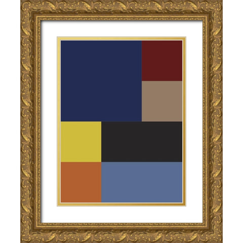 Bright Blocks VIII Gold Ornate Wood Framed Art Print with Double Matting by Grayscale