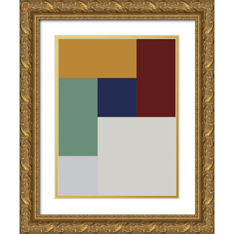 Bright Blocks X Gold Ornate Wood Framed Art Print with Double Matting by Grayscale