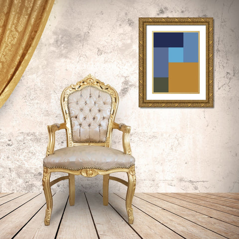 Bright Blocks XV Gold Ornate Wood Framed Art Print with Double Matting by Grayscale