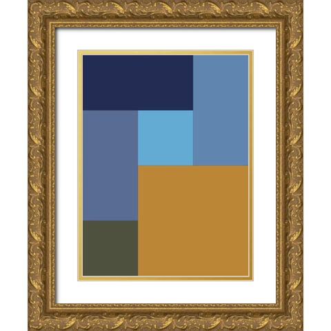 Bright Blocks XV Gold Ornate Wood Framed Art Print with Double Matting by Grayscale
