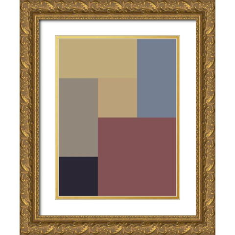 Soft Blocks XX Gold Ornate Wood Framed Art Print with Double Matting by Grayscale