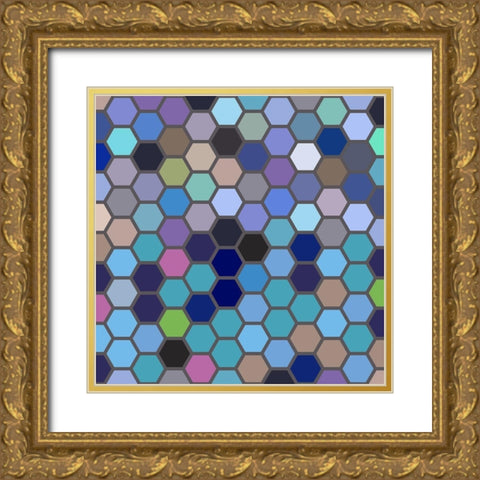 Small Hive VII Gold Ornate Wood Framed Art Print with Double Matting by Grayscale