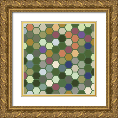 Small Hive X Gold Ornate Wood Framed Art Print with Double Matting by Grayscale