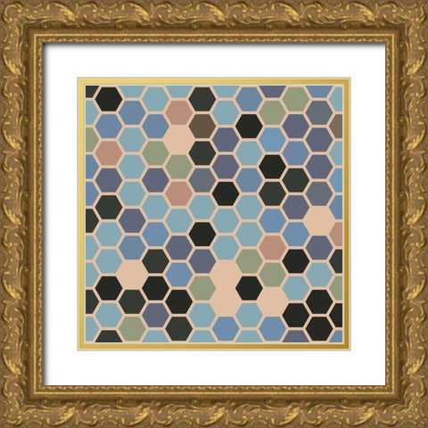 Small Hive XVI Gold Ornate Wood Framed Art Print with Double Matting by Grayscale