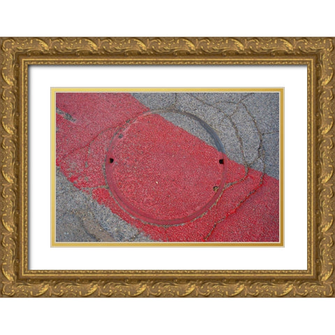 Circle Stripe I Gold Ornate Wood Framed Art Print with Double Matting by Grayscale