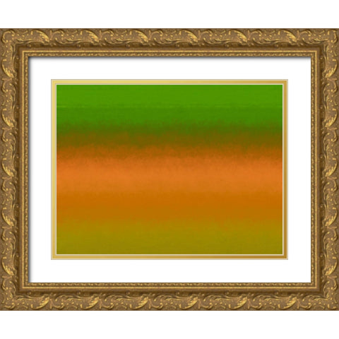Green Texture Stripes II Gold Ornate Wood Framed Art Print with Double Matting by Grayscale