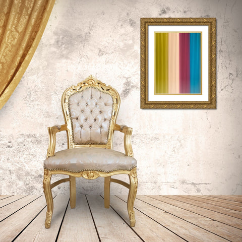 Fabric Pinstripes II Gold Ornate Wood Framed Art Print with Double Matting by Grayscale