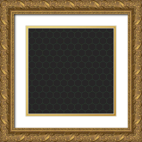 Small Isometric Hive XIV Gold Ornate Wood Framed Art Print with Double Matting by Grayscale