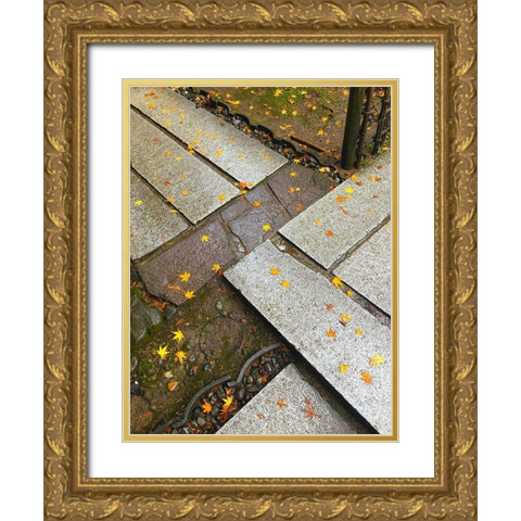 Japanese Stone Path I Gold Ornate Wood Framed Art Print with Double Matting by Grayscale