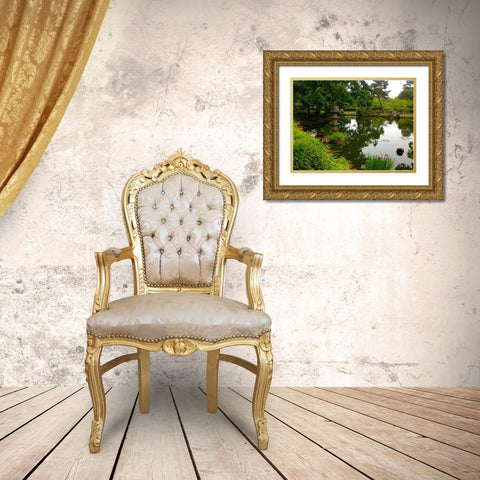 Pagoda Garden I Gold Ornate Wood Framed Art Print with Double Matting by Grayscale