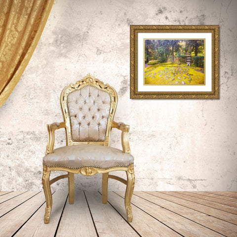 Pagoda Garden V Gold Ornate Wood Framed Art Print with Double Matting by Grayscale