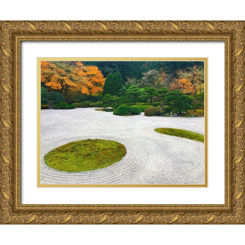 Zen Garden I Gold Ornate Wood Framed Art Print with Double Matting by Grayscale