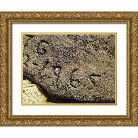 1965 Gold Ornate Wood Framed Art Print with Double Matting by Grayscale