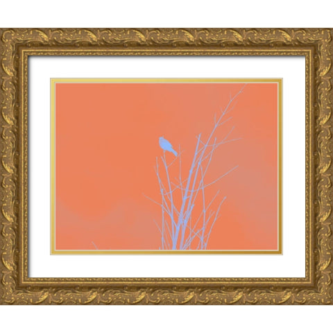 Bird Silhouette I Gold Ornate Wood Framed Art Print with Double Matting by Popcorn