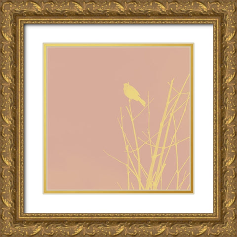 Bird Silhouette IX Gold Ornate Wood Framed Art Print with Double Matting by Popcorn