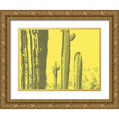 Desert Silhouette X Gold Ornate Wood Framed Art Print with Double Matting by Popcorn