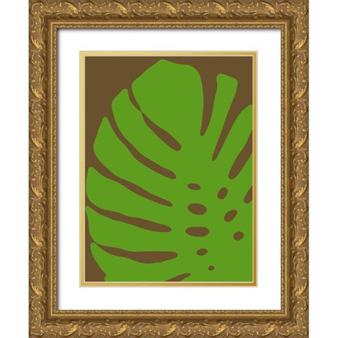 Monstera Stylized II Gold Ornate Wood Framed Art Print with Double Matting by Tenoever, William