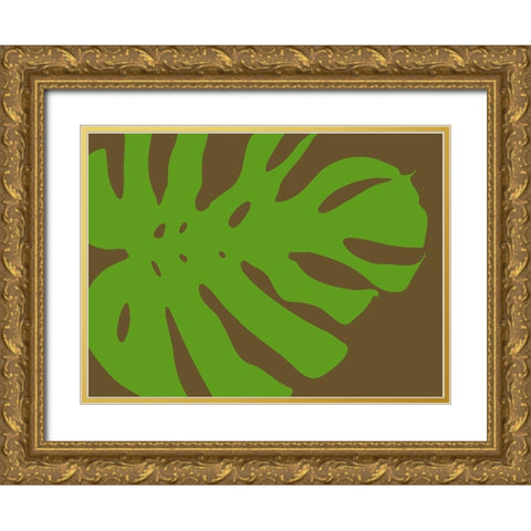 Monstera Stylized IV Gold Ornate Wood Framed Art Print with Double Matting by Tenoever, William