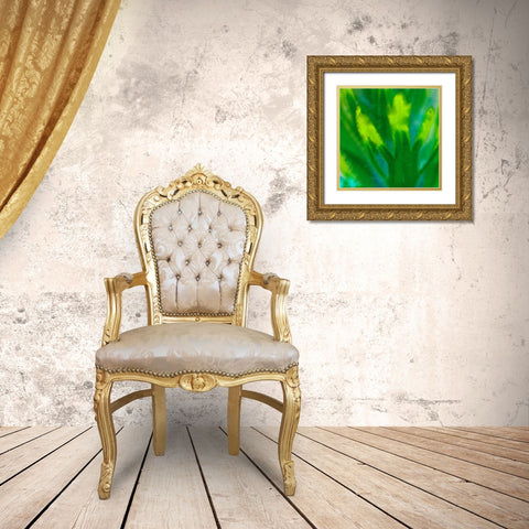 Green Flora 3 Gold Ornate Wood Framed Art Print with Double Matting by Tenoever, William