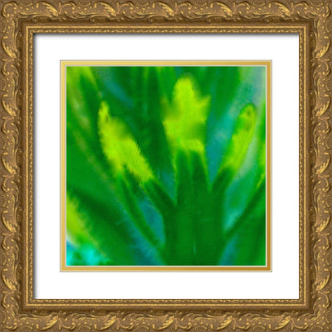 Green Flora 3 Gold Ornate Wood Framed Art Print with Double Matting by Tenoever, William