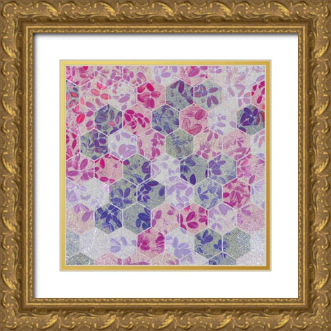 HexiFlora: Imprint 1b Gold Ornate Wood Framed Art Print with Double Matting by Tenoever, William