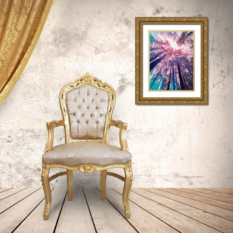 Redwood Trees Tint 1 Gold Ornate Wood Framed Art Print with Double Matting by Tenoever, William