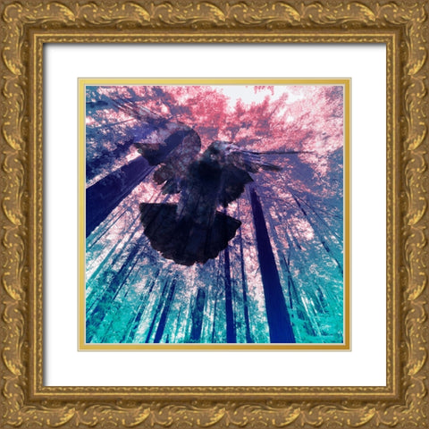 Dove in Flight Gold Ornate Wood Framed Art Print with Double Matting by Tenoever, William