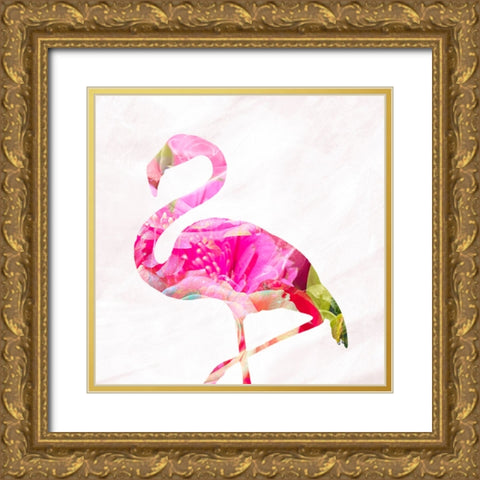 Flamingo Gold Ornate Wood Framed Art Print with Double Matting by Tenoever, William