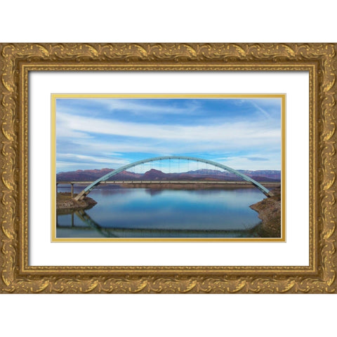 Roosevelt Lake Bridge Gold Ornate Wood Framed Art Print with Double Matting by Popcorn