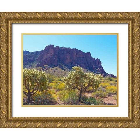 Superstition Mountain III Gold Ornate Wood Framed Art Print with Double Matting by Popcorn