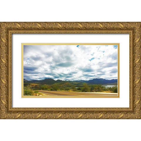 Bartlett Lake: Yellow Cliffs 2 Gold Ornate Wood Framed Art Print with Double Matting by Popcorn