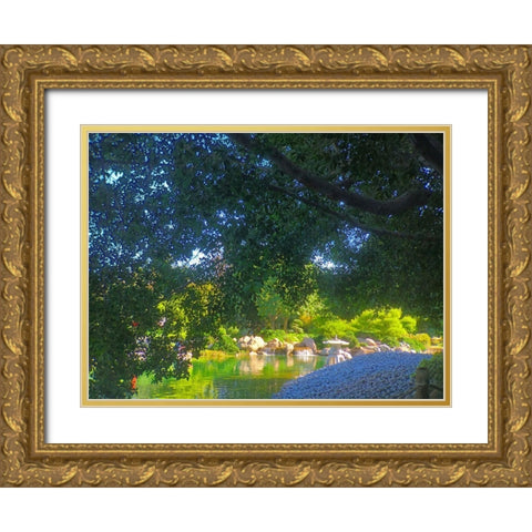 Japanese Friendship Garden III Gold Ornate Wood Framed Art Print with Double Matting by Tenoever, William