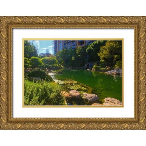 Japanese Friendship Garden IV Gold Ornate Wood Framed Art Print with Double Matting by Tenoever, William