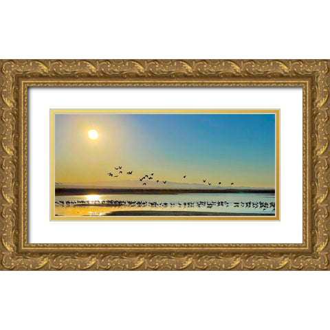 Wilcox-Sandhill Cranes 2 Gold Ornate Wood Framed Art Print with Double Matting by Tenoever, William