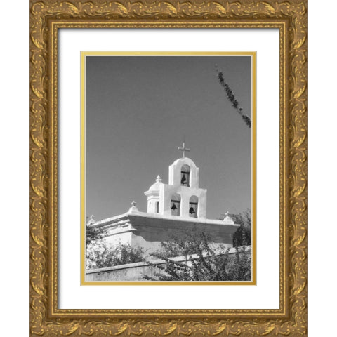 San Xavier Del Bac IV BandW Gold Ornate Wood Framed Art Print with Double Matting by Popcorn