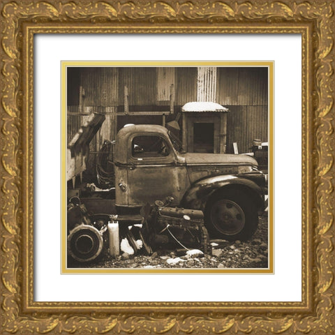 Junkyard D: Sepia Gold Ornate Wood Framed Art Print with Double Matting by Popcorn